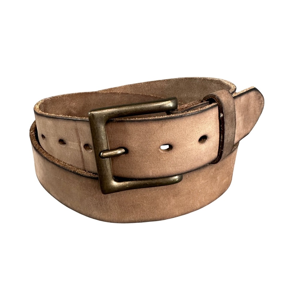 NPET Senmi BZ030 Brown Full Grain Leather Belt Mens Size 42 Riveted Buckle